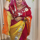 Handcrafted Tie & Dye Diamond Chiffon Saree with Gota Work Blouse