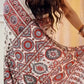 Heavy Japan Satin Ajrakh Print Saree with Real Mirror Work