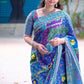 Sparkling Mirror Work Printed Chinnon Saree