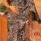 Black Ajrakh Print Satin Crepe Mirror Work Saree