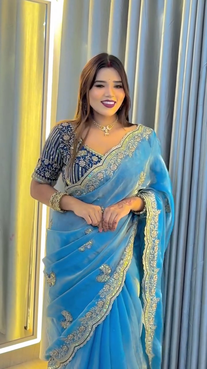 🌸 NEW ARRIVAL ✨ Royal Butterfly Embroidery Saree