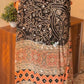 Black Ajrakh Print Satin Crepe Mirror Work Saree