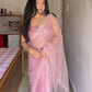 Wedding Wear Soft Net Sequins & Beads Work Saree with Designer Border
