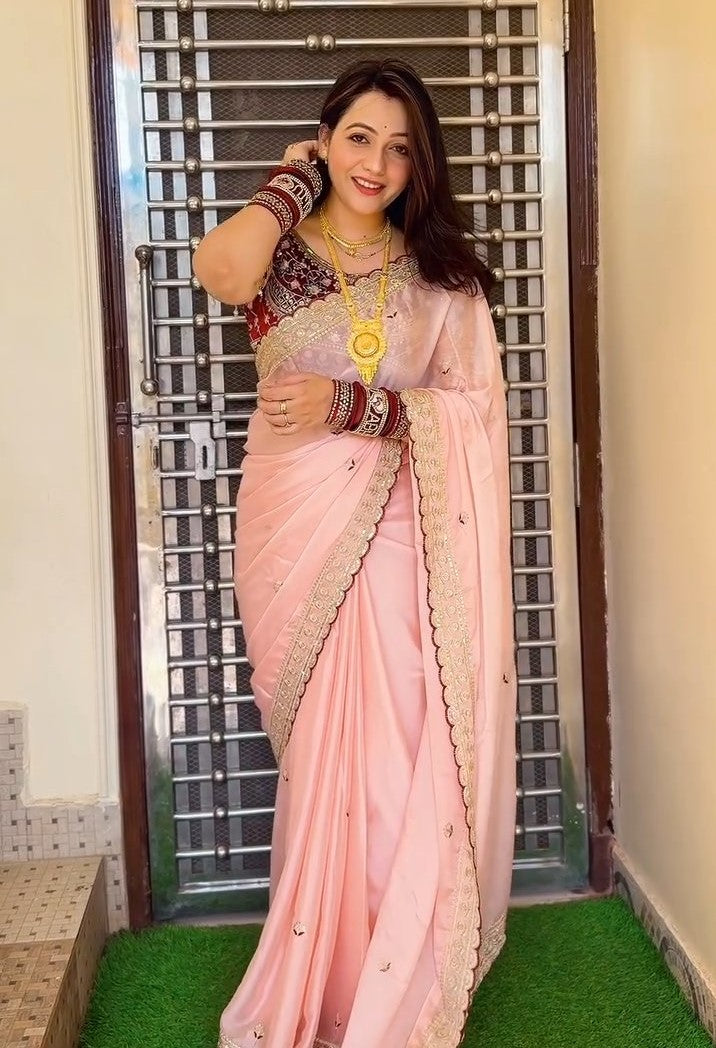 Wedding Special Rangoli Silk Saree With Designer Stichtched Embroidered Blouse