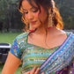 Printed Chinnon Saree with Handcrafted Mirror & Zari Detailing