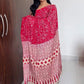 Ajrakh Print Satin Crepe Mirror Work Saree