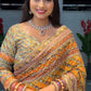Premium Soft Chinnon Party Wear Saree with Real Mirror & Gold Zari Work
