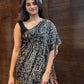 Ajrakh Print Satin Crepe Mirror Work Saree