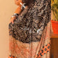 Black Ajrakh Print Satin Crepe Mirror Work Saree