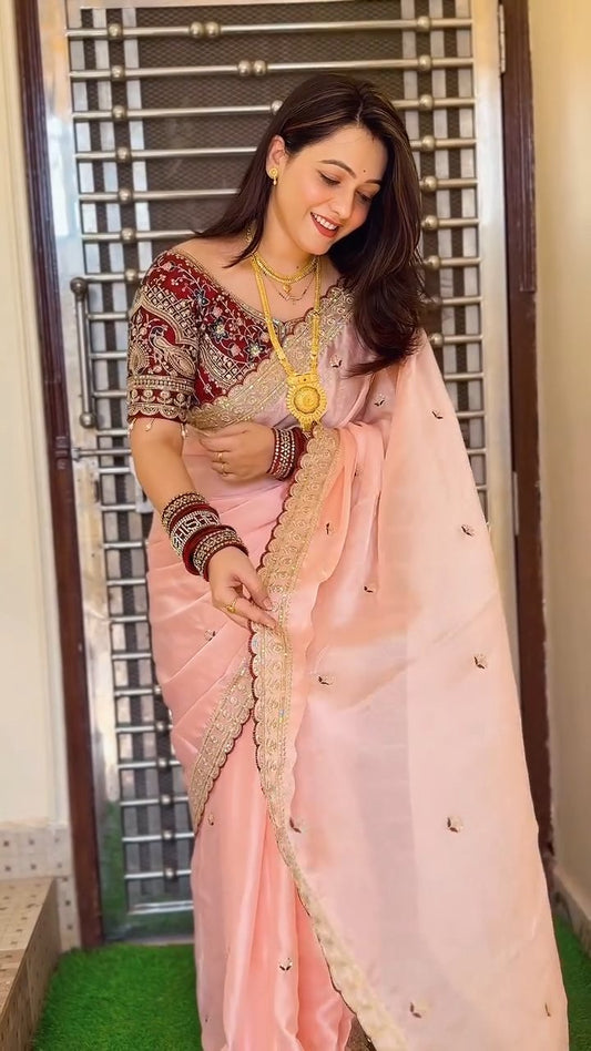 Wedding Special Rangoli Silk Saree With Designer Stichtched Embroidered Blouse