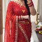 Special Saawan Red Bandhani Heavy Georgette Designer Saree with Gota Patti