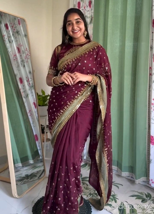 Party Wear Soft Twill Saree with Designer Corset Blouse