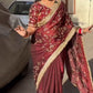 Space Satin Bits Sequence Work Saree With Contrast Running Blouse