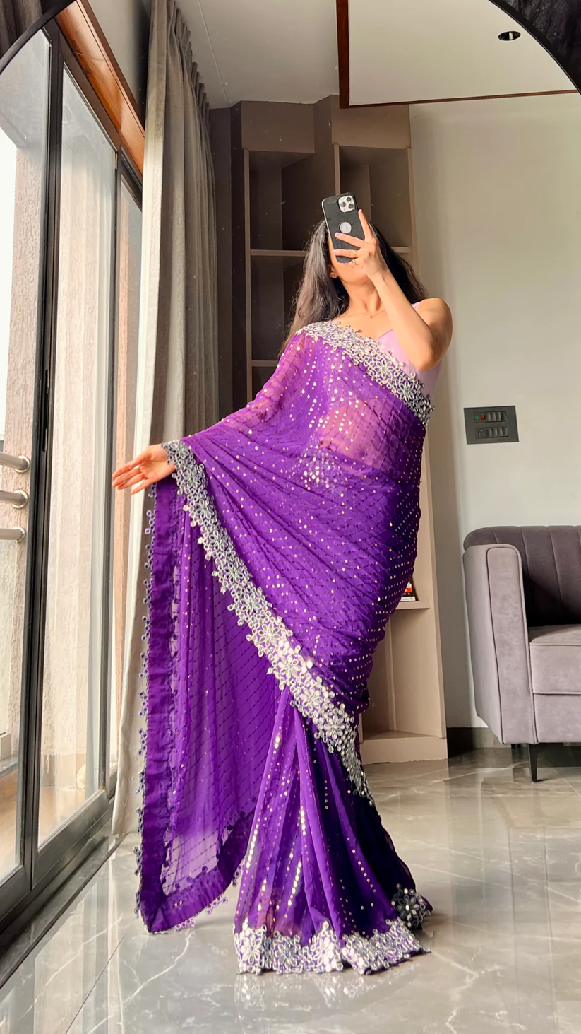 Premium Faux Georgette Saree with Sequin Work