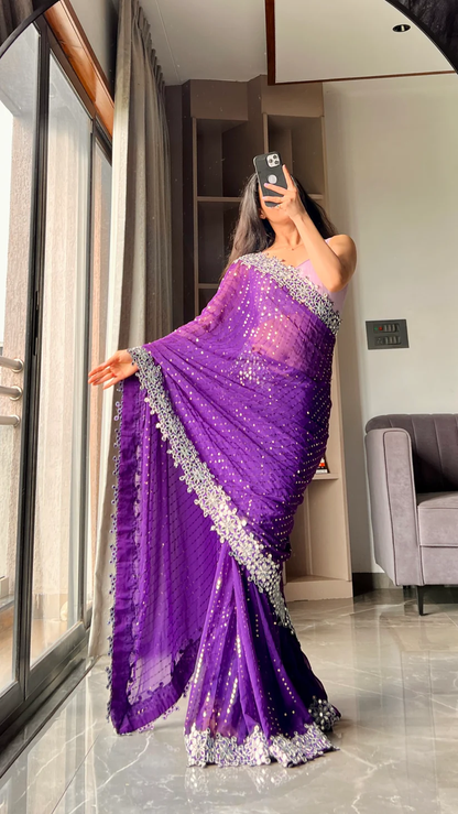 Premium Faux Georgette Saree with Sequin Work
